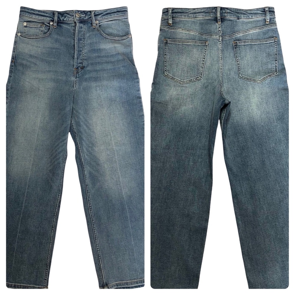 Free People Wales Stonewashed High Waist Button Fly Wide Leg Crop Jeans- 28 x 26